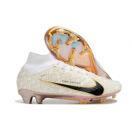 Nike Zoom Mercurial Superfly 9 Elite FG Vit Svart Guld