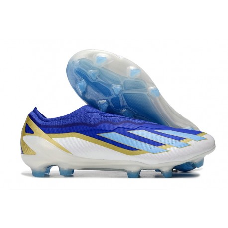 adidas X Crazyfast Snörlösa Elite FG Messi Spark Gen10s - Lucid Blue Blue Burst Vit