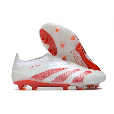 adidas Predator Elite Snörlösa FG Vit Röd 