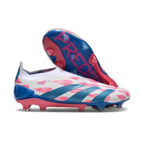 adidas Predator Elite Snörlösa FG Reemergence - Vit Blå Rosa