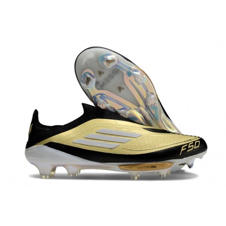 Fotbollsskor för Herrar adidas F50+ Elite Snörlösa FG Guld Svart Vit