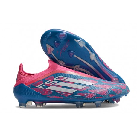 adidas F50 Elite Laceless FG Fotboll Skor Blå Vit Rosa