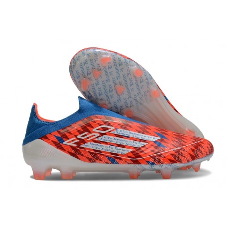 adidas F50 Elite Laceless FG Fotboll Skor Röd Blå Vit