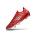 adidas F50 Elite Laceless FG Fotboll Skor Röd Silver