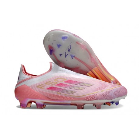 adidas F50 Elite Laceless FG Fotboll Skor Rosa Vit