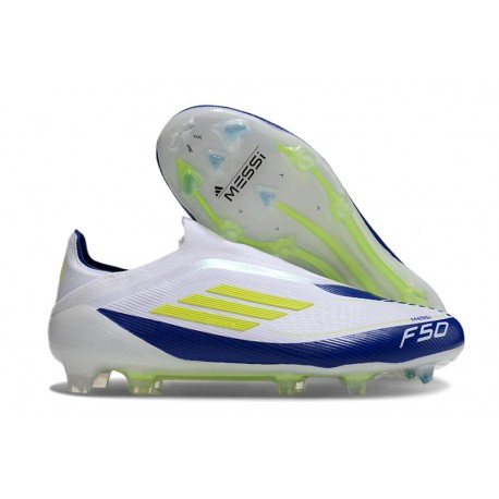 adidas F50 Elite Laceless FG Fotboll Skor Vit Blå Gul