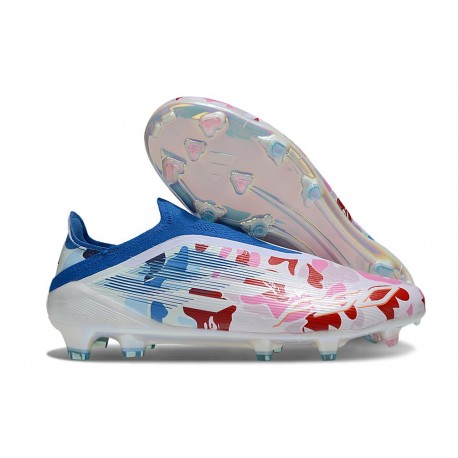 adidas F50 Elite Laceless FG Fotboll Skor Vit Rosa Blå